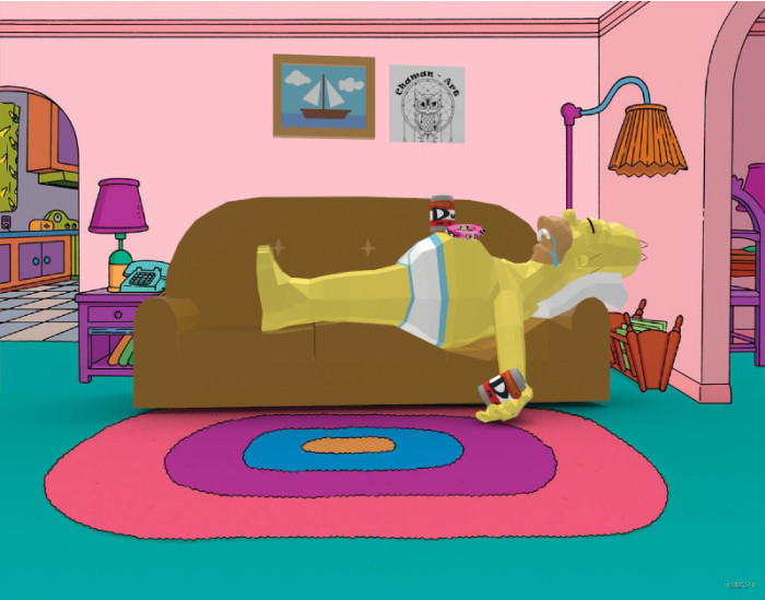 Low Poly - Simpsons Homer Simpson sleeping on sofa | Paperzone VN