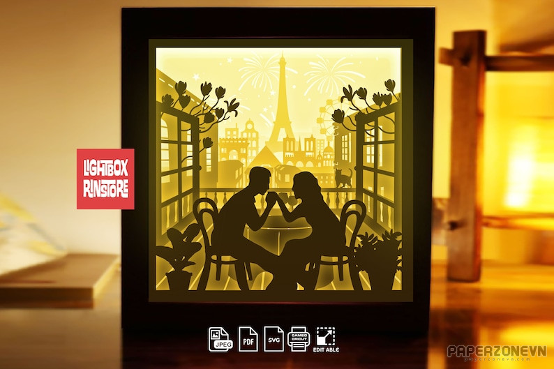 PaperArt] How to make love at first sight lightbox papercut _