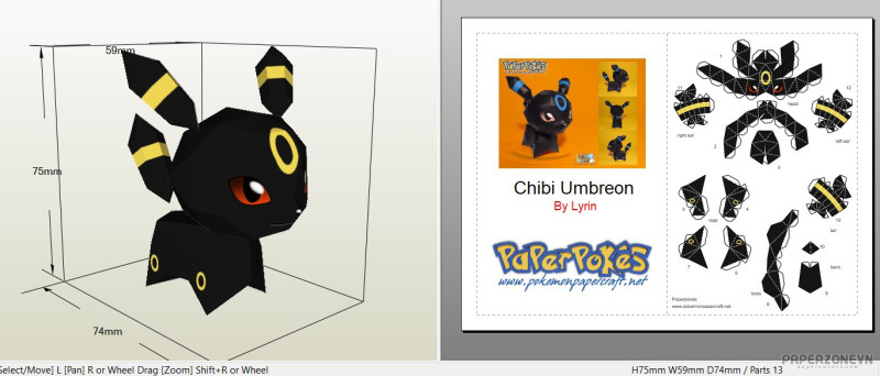 Pokemon Chibi 197 - Umbreon | Paperzone VN