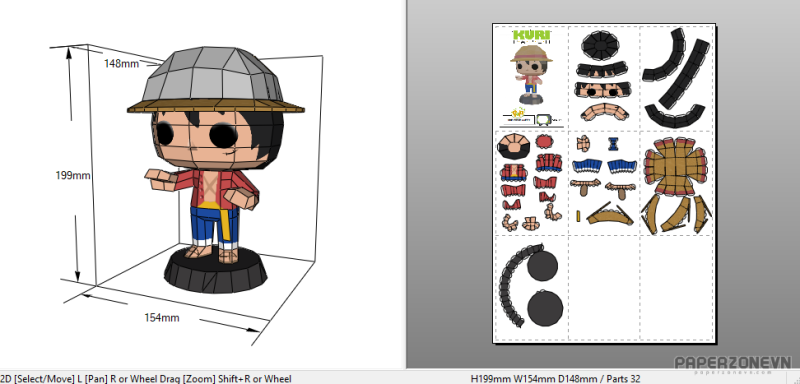 ✂️ Luffytaro One piece funko pop papel #papercraft #download