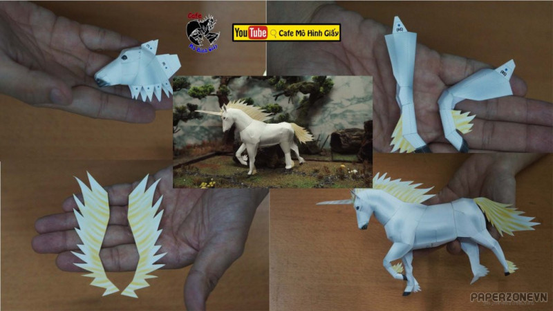 Đầu ngựa một sừng treo tường  Kit168 Đồ Chơi Mô Hình Giấy Download Miễn  Phí  Free Papercraft Toy