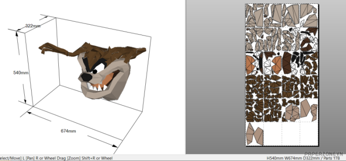 2022-07-10-14_55_43-PaperzoneVN.com-Taz-Mania_Wall_mount---Pepakura-Designer-4101b22c08a90b8b5.png
