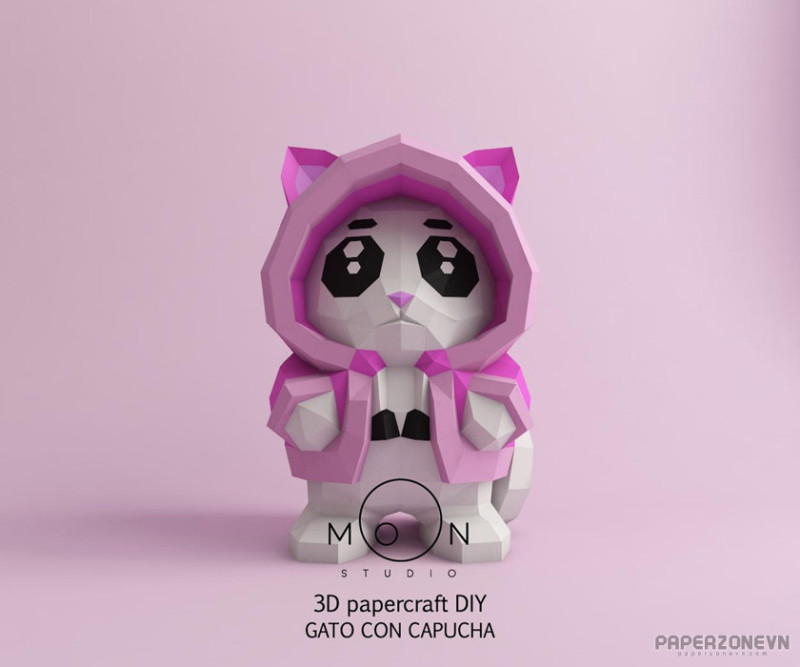 Hooded Cat (Gato Con Capucha) Papercraft Template free Download